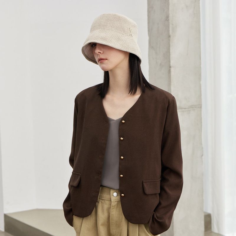 VA Stud Tweed Drop Bucket Hat / Beige