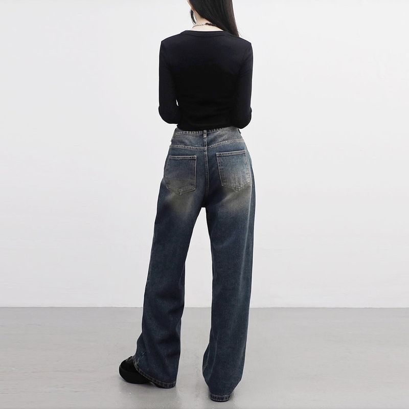 Keevy Button Wide Denim Pants