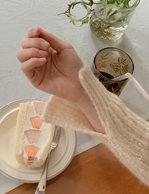 #Romantic Rib Off Shoulder Button Knit (3color)