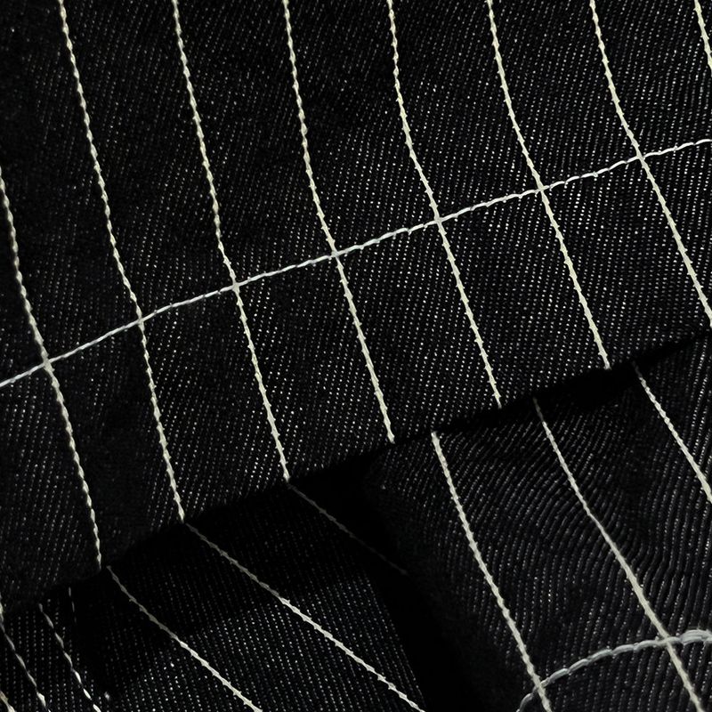 stripe denim shorts_black
