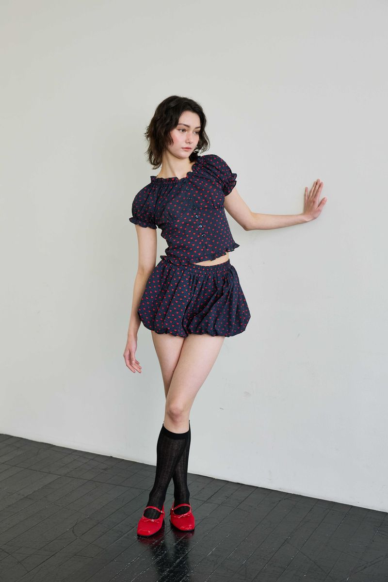 MINI HEART TWO WAY BLOUSE / NAVY