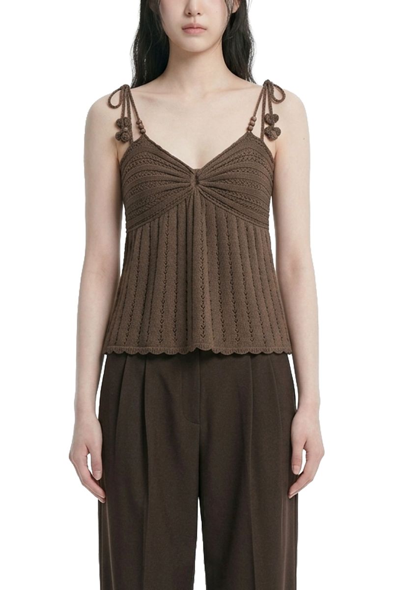 Blanc Crochet Ribbon Strap Knit