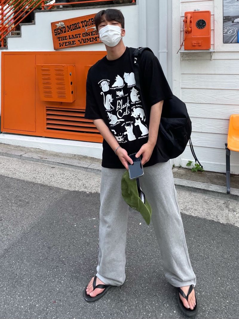 LAZY CAT HALF T-SHIRTS(2COLOR)