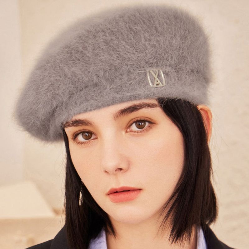 VA Square Stud Angora Beret / Mocha