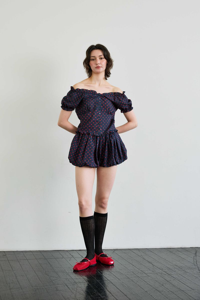 MINI HEART TWO WAY BLOUSE / NAVY