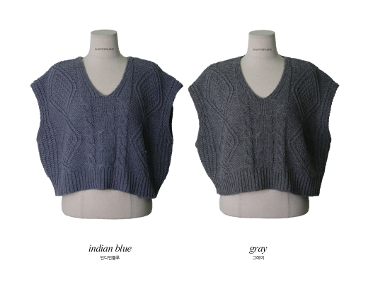 Cable V-neck Cashmere Knit Vest (4color)