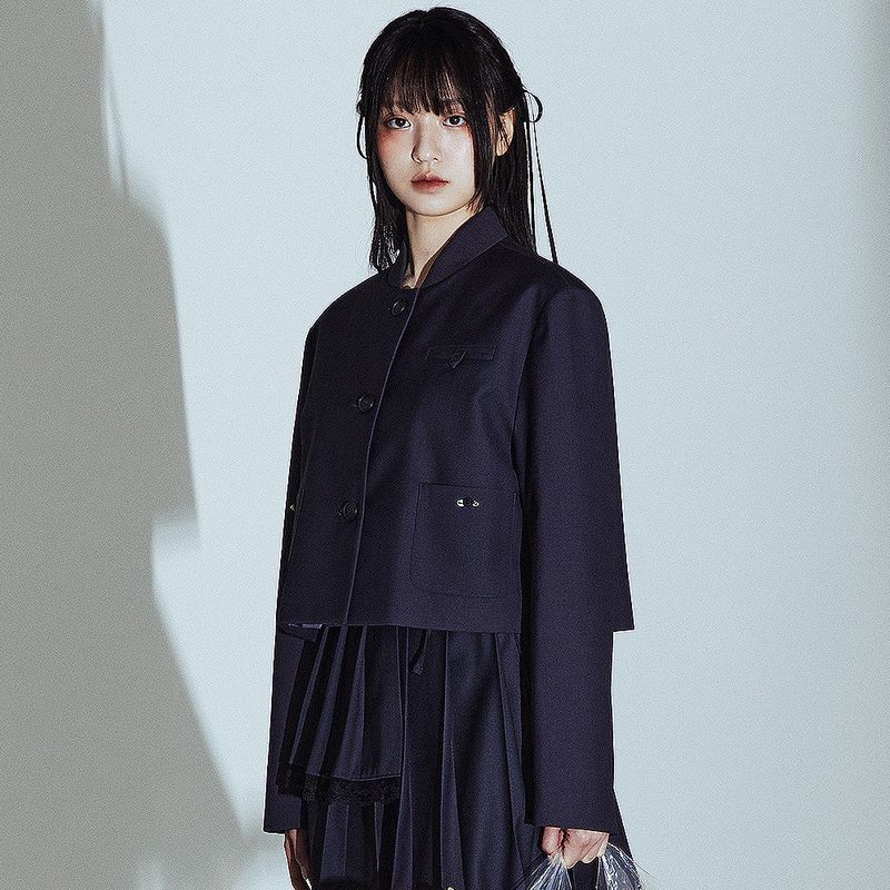 CORSAGE JACKET IN DARK GREY