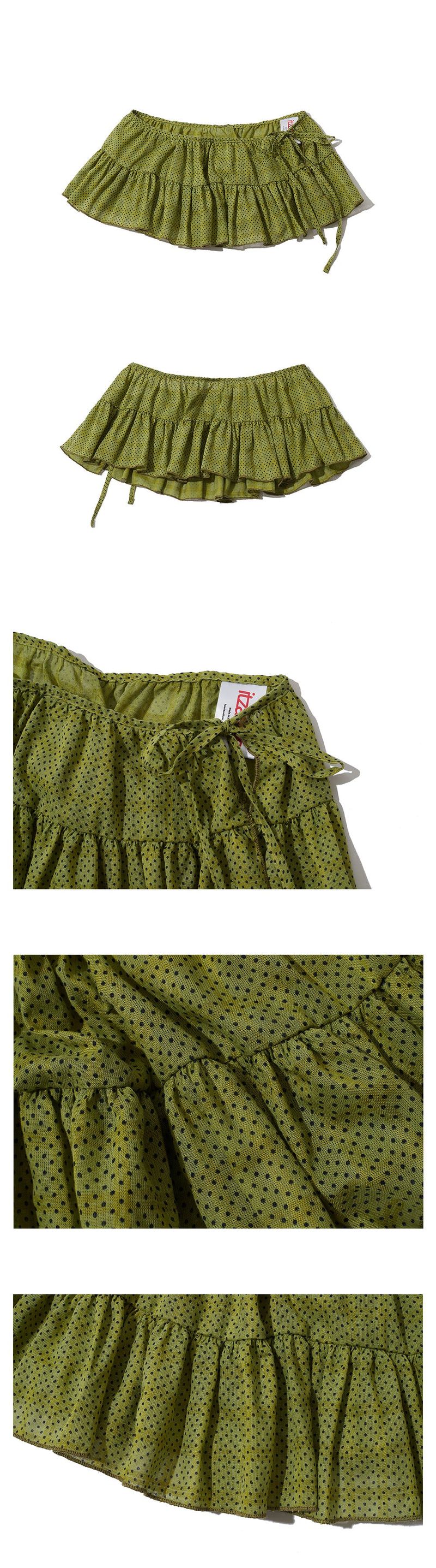 KIWI DOTTED LAYERED WRAP SHORT SKIRT