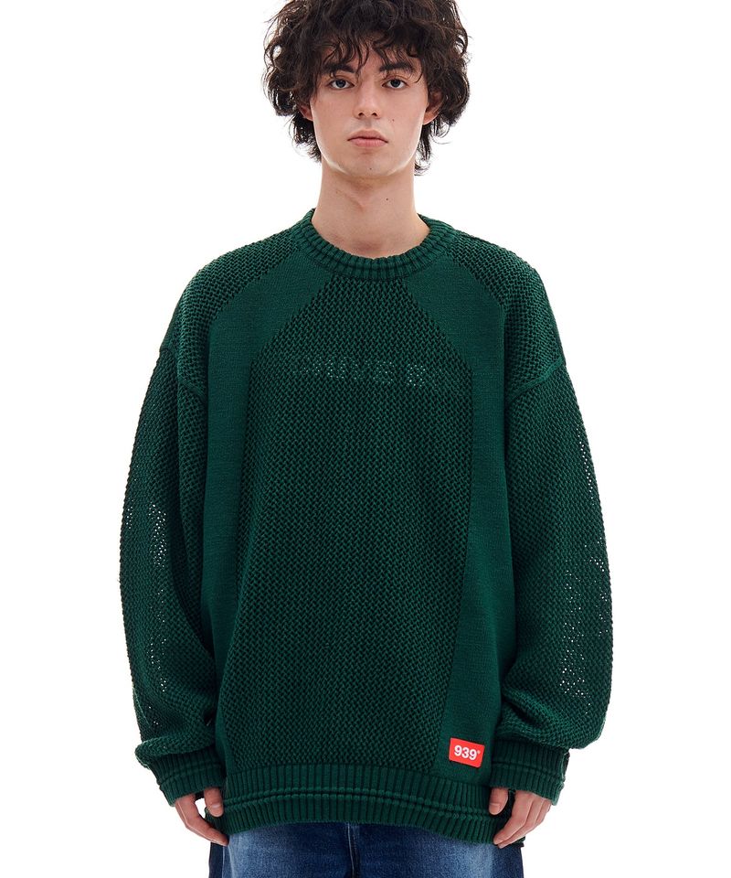 ARCHIVE BOLD(アーカイブボールド)の「939 PANELED MESH KNIT (GREEN)(Tops)」