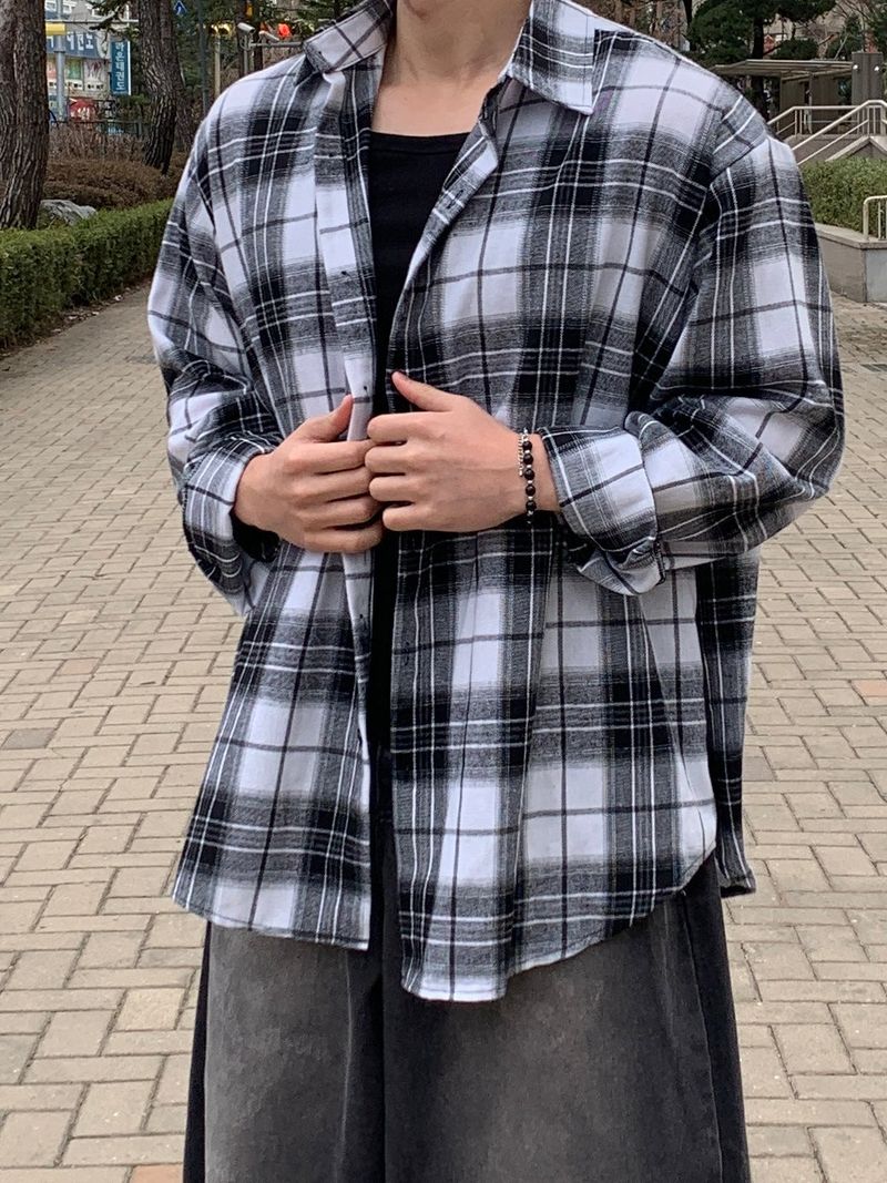 Allday Check Layered Long Sleeve Shirt