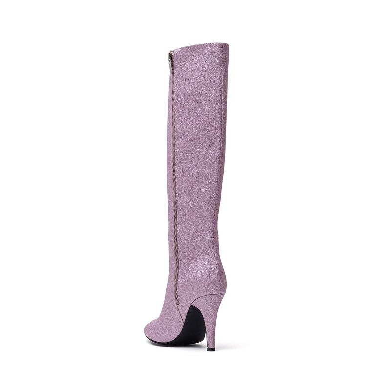 Pearl Shining Stiletto Boots Heel(Pink)