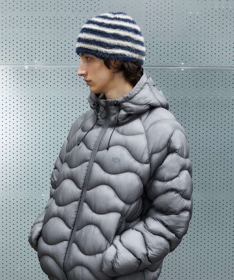 HAIRY STRIPE BEANIE_CHARCOAL