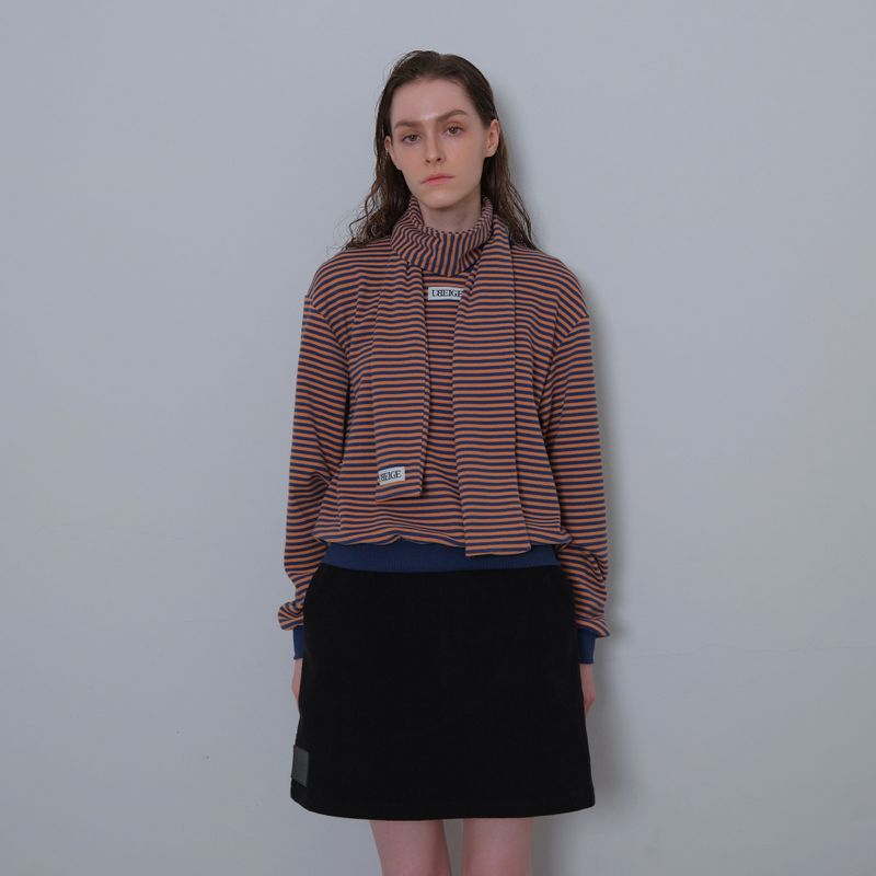 Orange/Navy Stripe Fleece Mufler