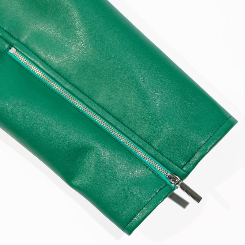 SINGLE LEATHER JACKET GREEN
