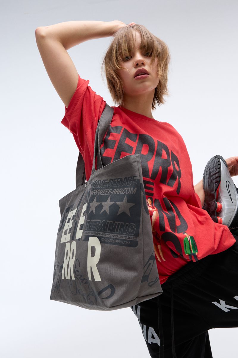 Weekend warrior typography printing tote-bag (Charcoal)