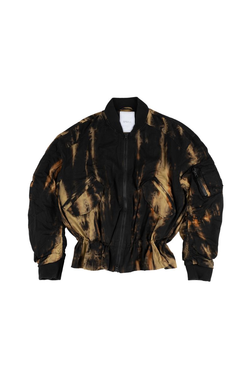 Tie Dye Shirring MA-1 Jumper (BLACK)