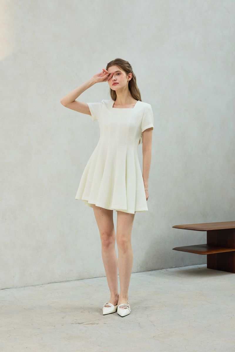LANI TWEED DRESS / WHITE