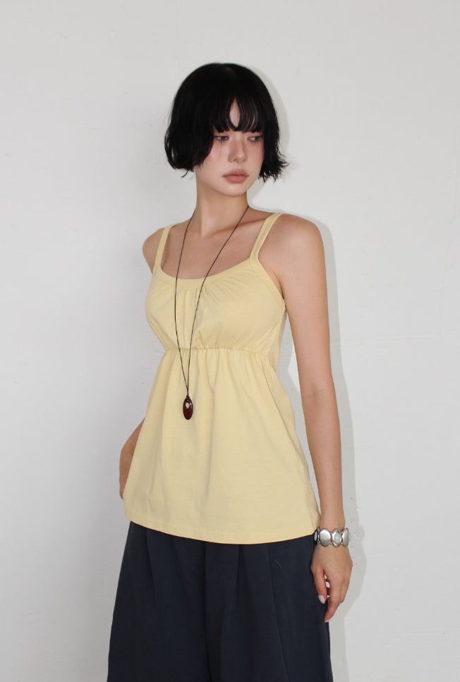 SHIRRING FLARE SLEEVELESS