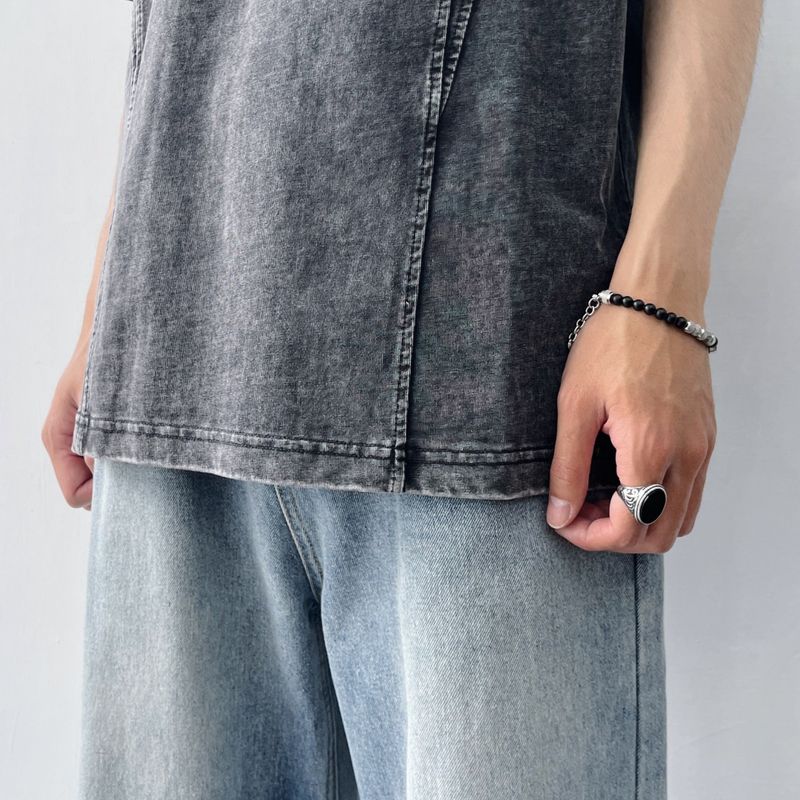 Retro Charcoal Paneled Wide Tee