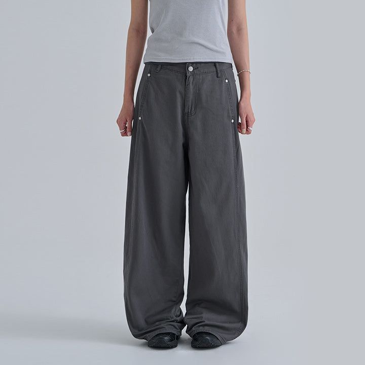 [Moriton] Rivet Cotton Wide Pants -2color