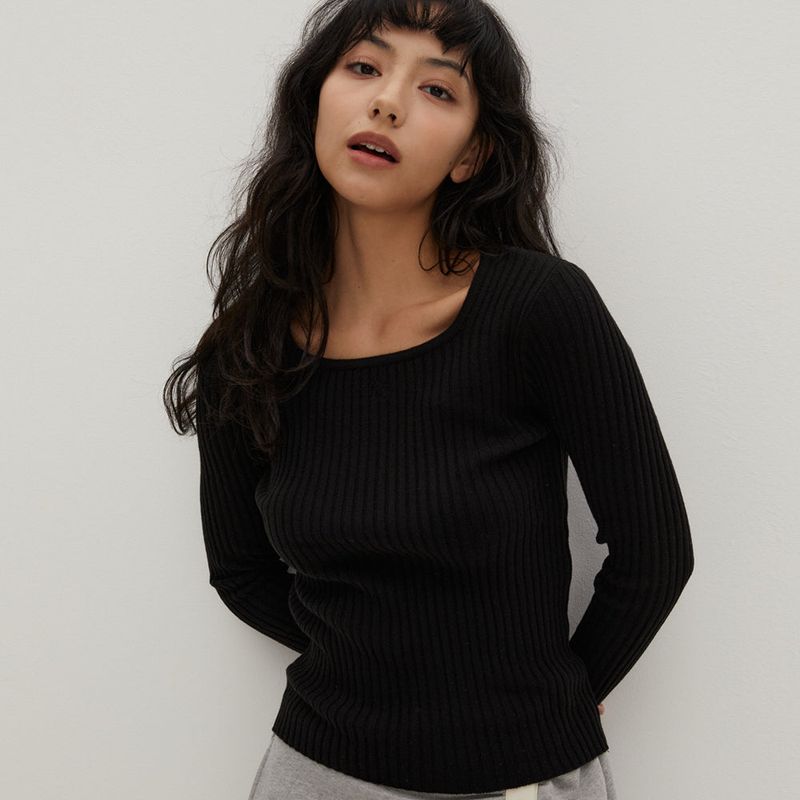 Square Neck Sweater Black