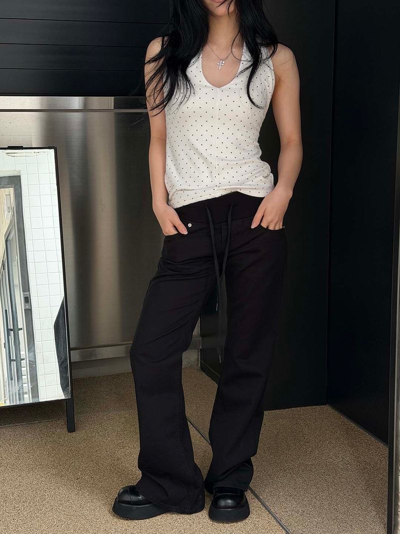 Banding waist flare pants(2color)