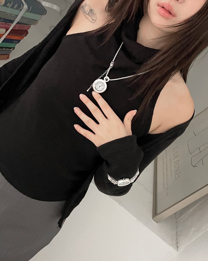 Muted White Time Necklace
