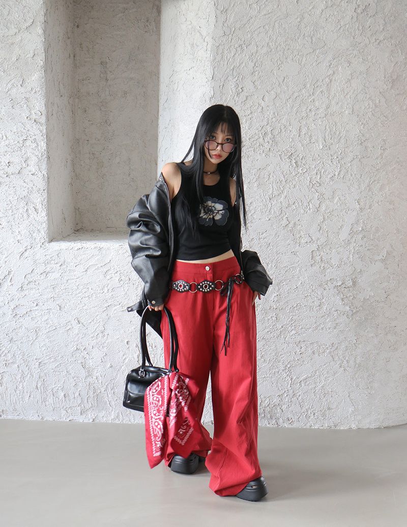 West Cotton Pintuck Wide Pants