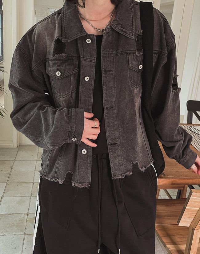 Kuden damage crop denim jacket