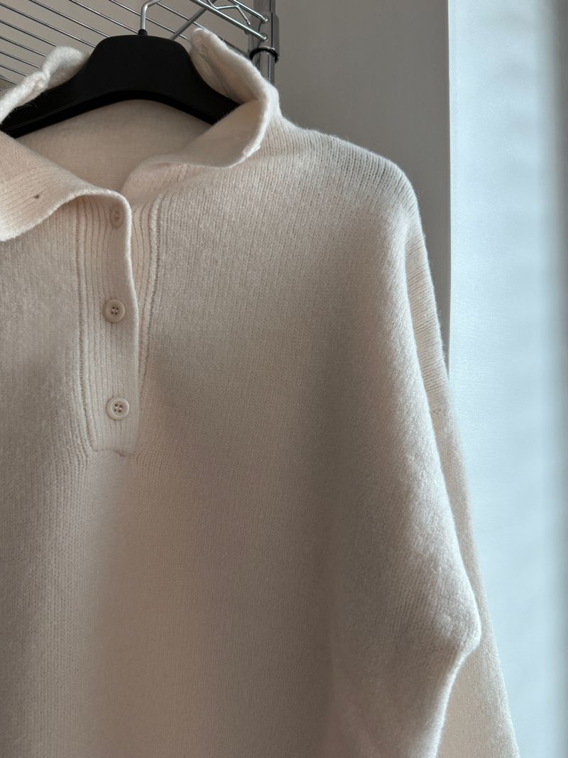High-neck button knit (3 colors)