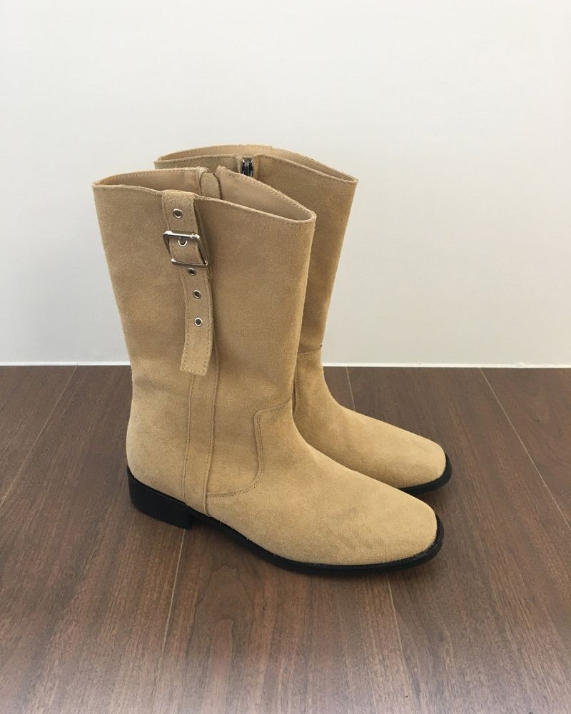 Square toe buckle boots (3color)
