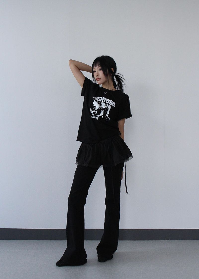 HIP SHIRRING BOOTS CUT PANTS