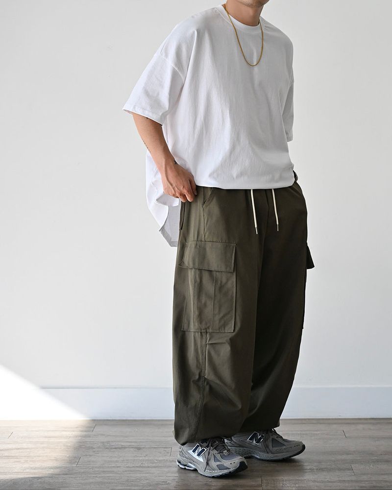 SIO WIDE CARGO PANTS KHK