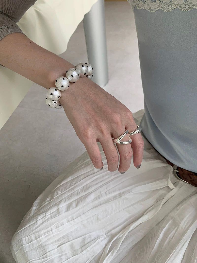 Matt white dot bangle