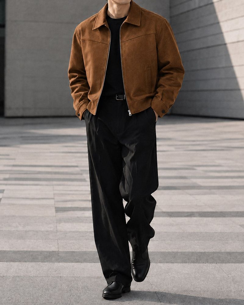 Suede Oversized Cropped Jacket (2 colors/54592)