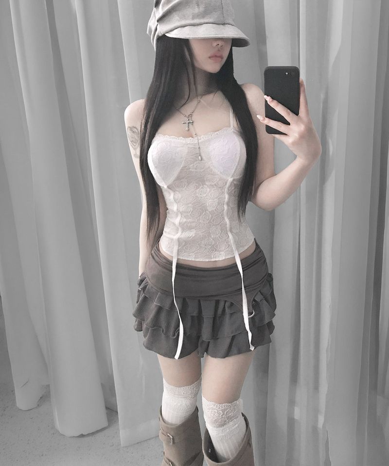 ローズ レース コルセット トップ(4colors)