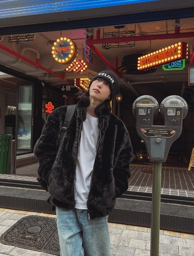 [PREMIUM/MADE] Oblique two-way fur jacket