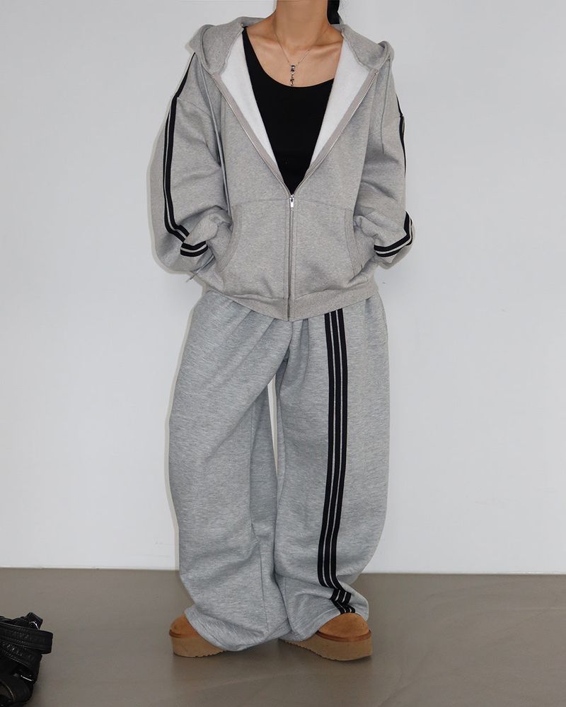 Breeze napping track Oversized-fit hooded zip-up