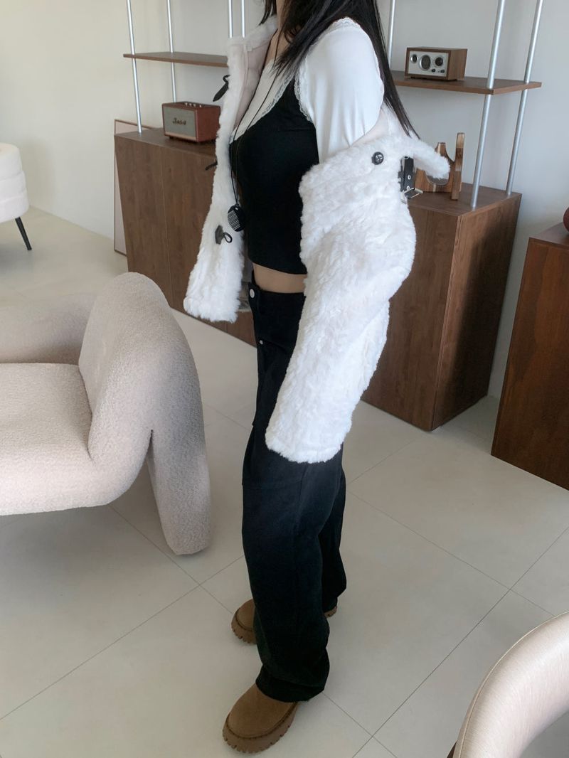 Coco Duffle High-Neck Short Fur Jacket