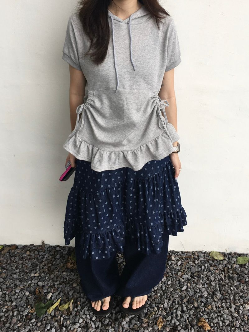 Lily Dot Unbalanced Denim Skirt (2c)