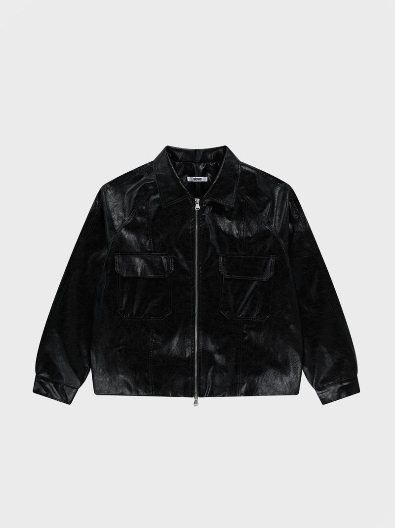 Eco Leather Bomber Jacket_Black