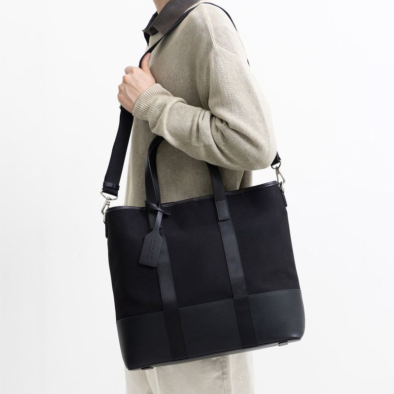 Dual Top Canvas Tote Bag_Black
