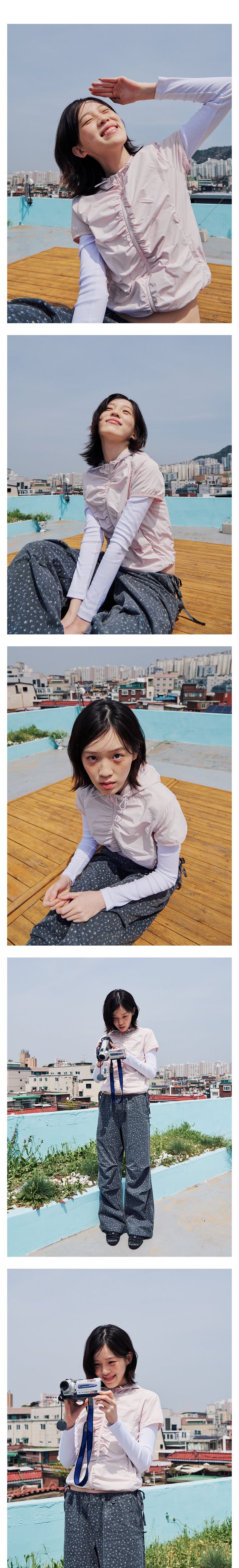 SHIRRED WINDBREAKER - PINK
