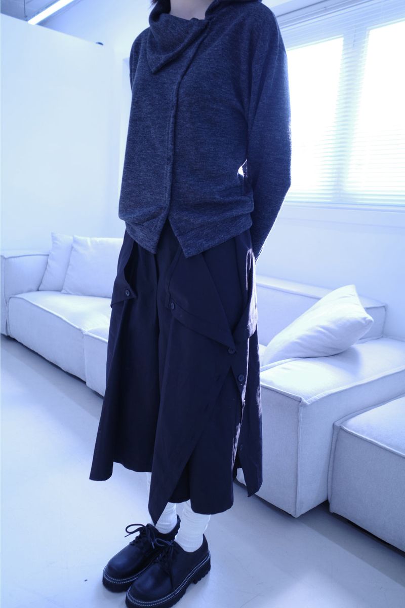 Maroon button bermuda pt (3color)
