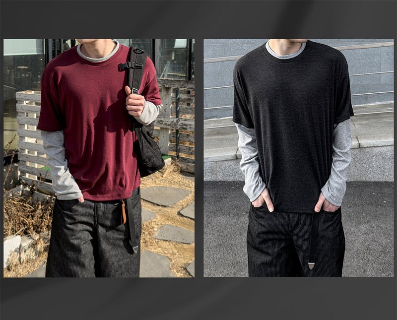 Mix Layered Long Sleeve T-Shirt