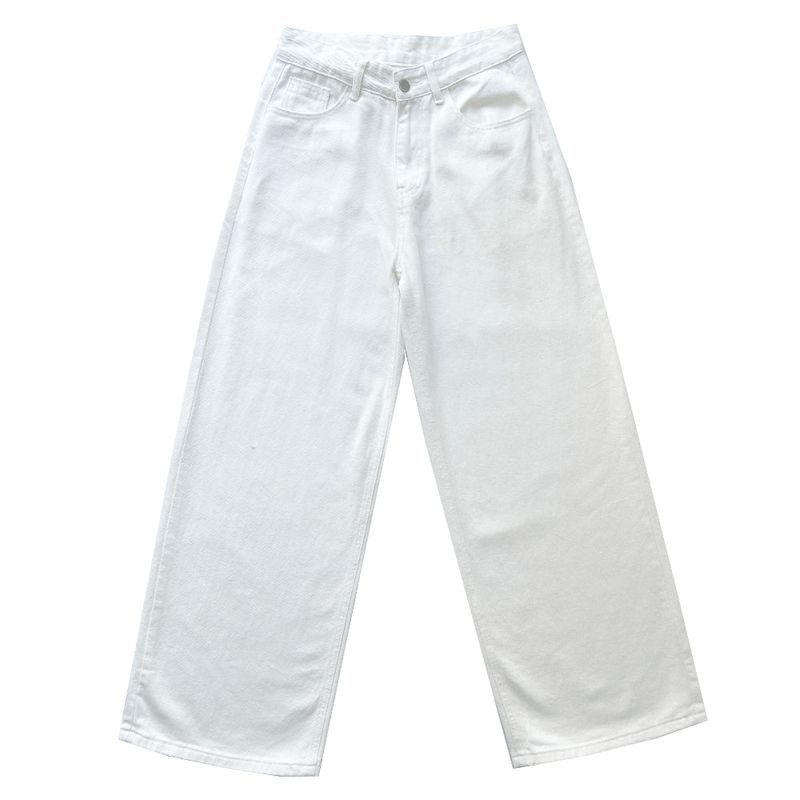 Y2K Back Point X Strap Bijo Wide Loose Fit Denim Long Pants (White)
