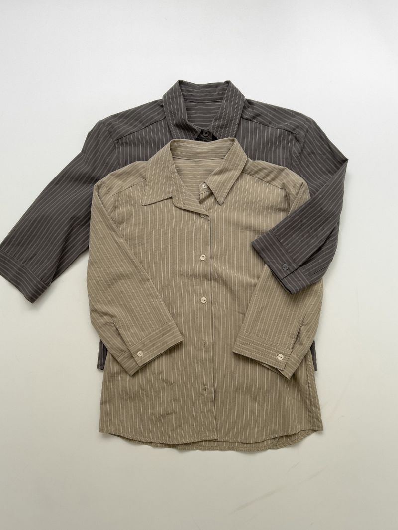 Striped elbow length slim fit shirt
