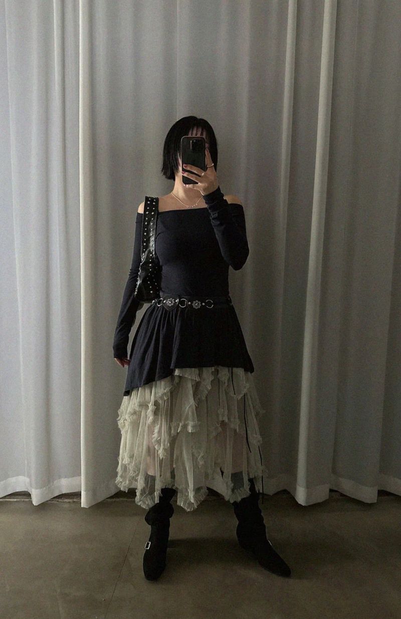 BUDDY FRILL CAN CAN UNBALANCE SKIRT (3COLORS!)