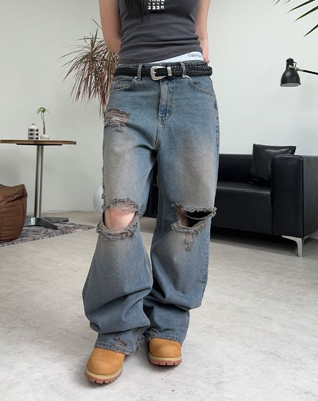 SATIIIZ（サティーズ）の「アルプ ダスティ ダメージ デニムパンツ（パンツ）」