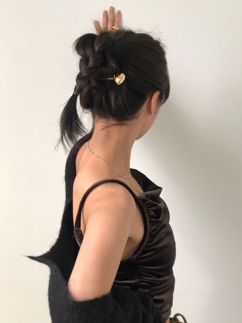 Girls heart hair pin (Gold) 